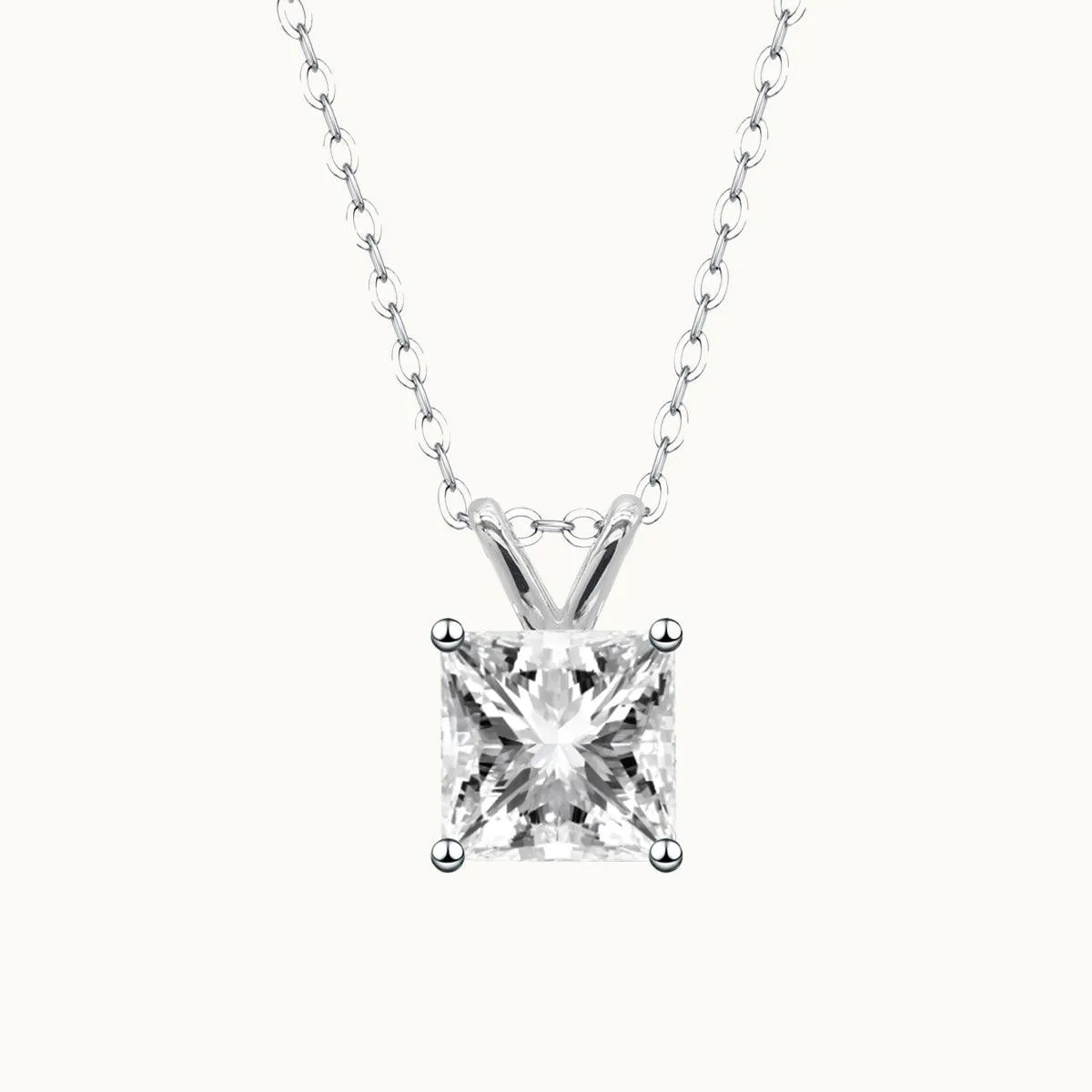 Solitaire Princess Moissanite Pendant Necklace sold by Jescojes