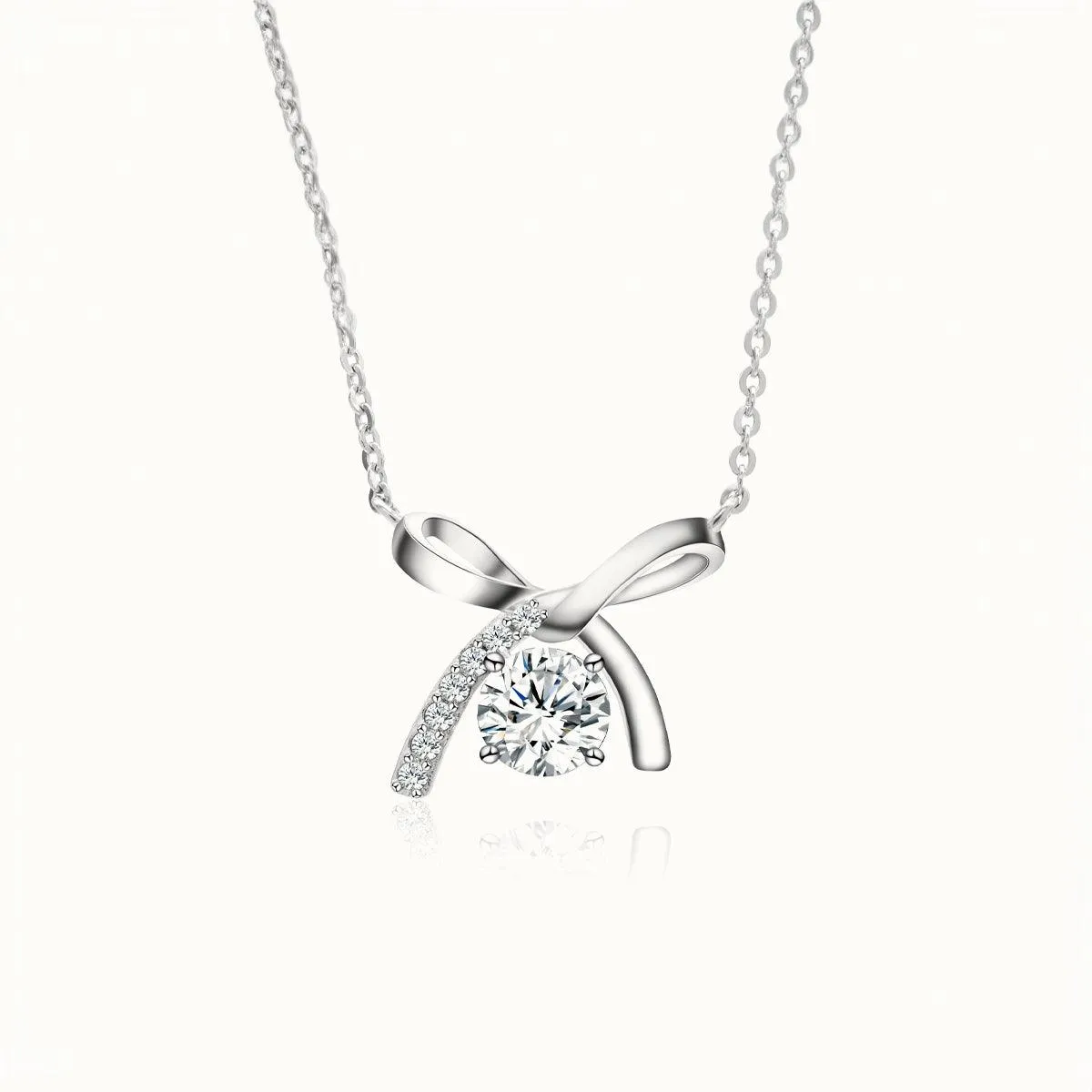 Exquisite Bow Moissanite Pendant Necklace sold by Jescojes