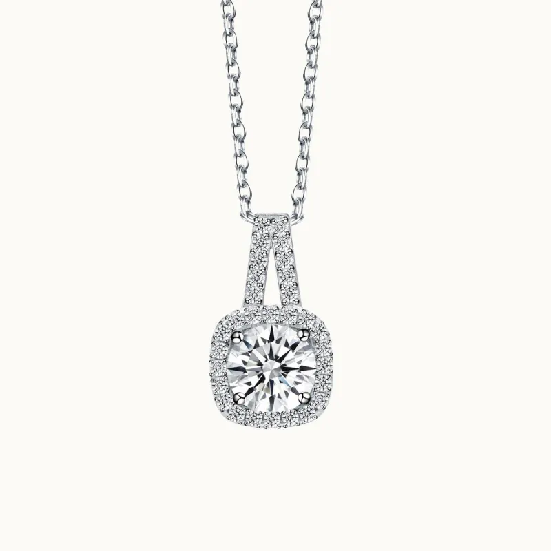 Exquisite Square Moissanite Pendant Necklace sold by Jescojes