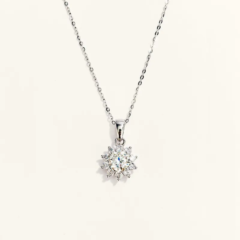 Brilliant Sunflower Moissanite Pendant Necklace sold by Jescojes