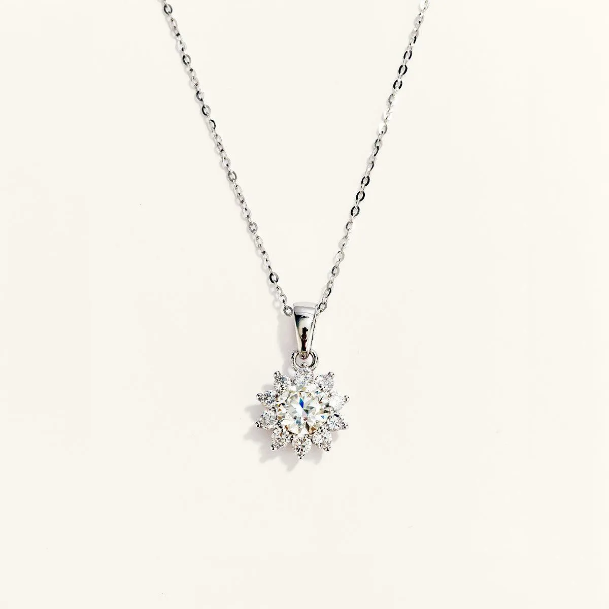 Brilliant Sunflower Moissanite Pendant Necklace sold by Jescojes