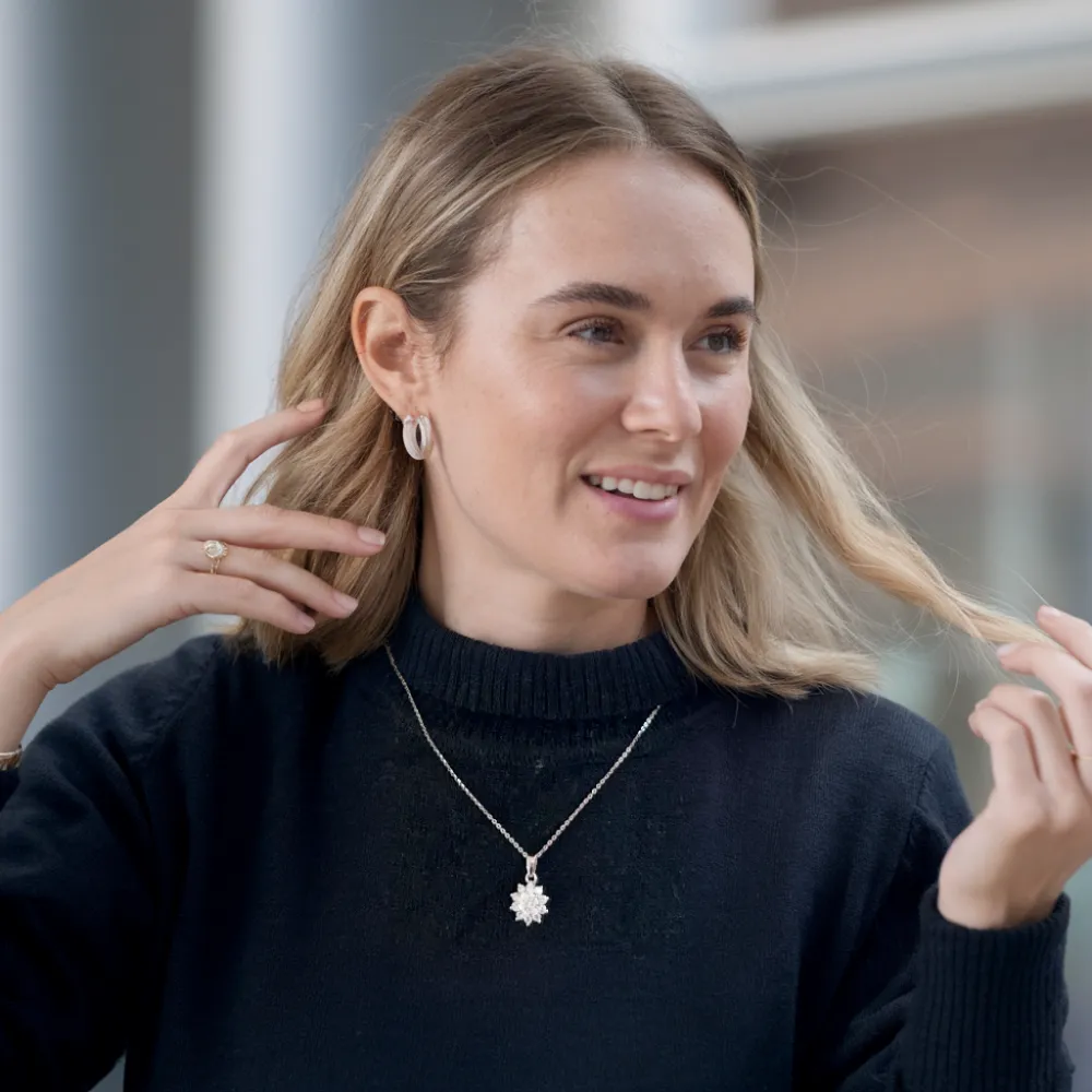 Brilliant Sunflower Moissanite Pendant Necklace sold by Jescojes product image thumbnail 5