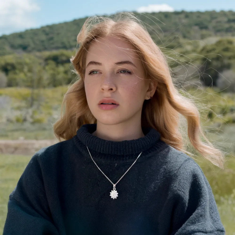 Brilliant Sunflower Moissanite Pendant Necklace sold by Jescojes product image thumbnail 4