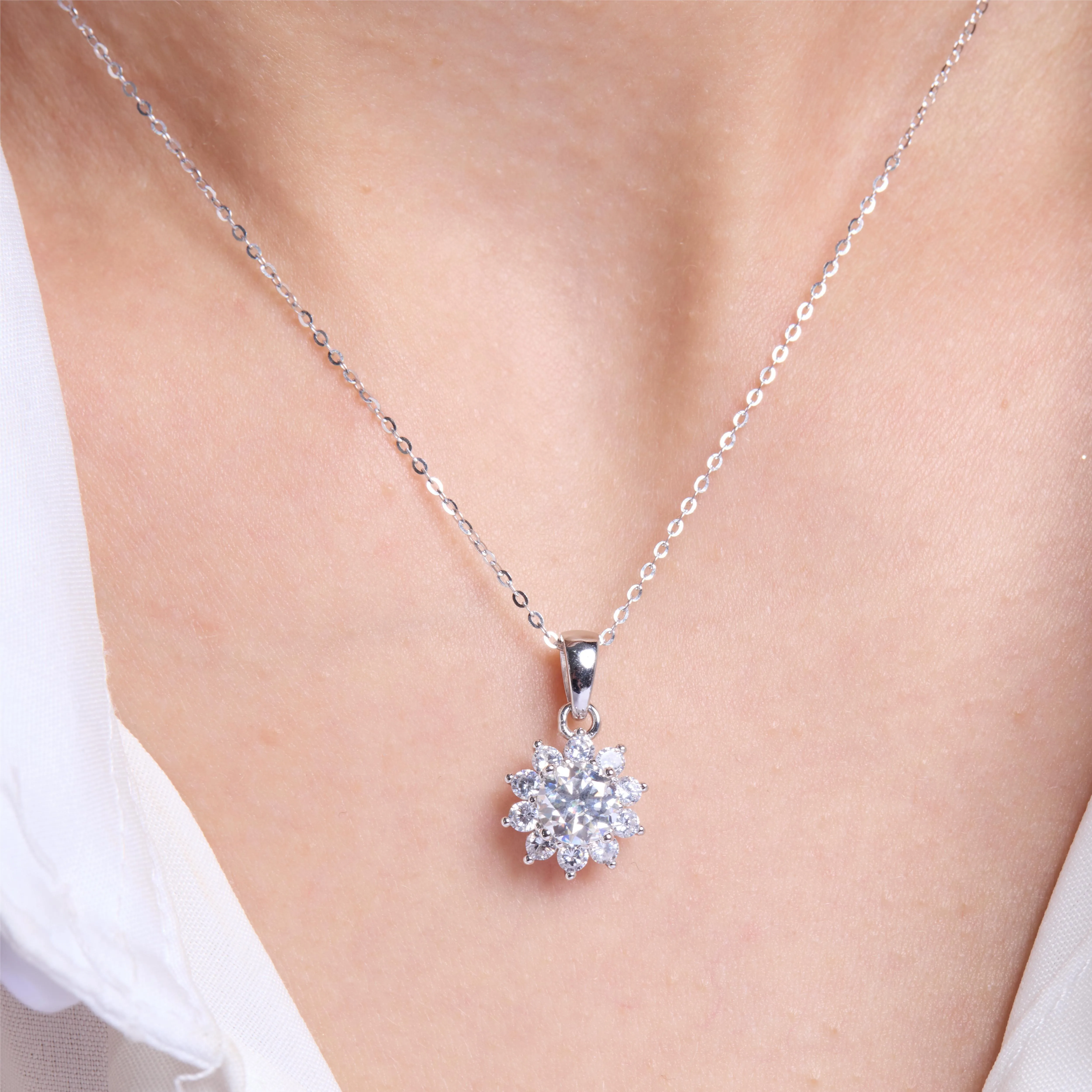 Brilliant Sunflower Moissanite Pendant Necklace sold by Jescojes product image thumbnail 2