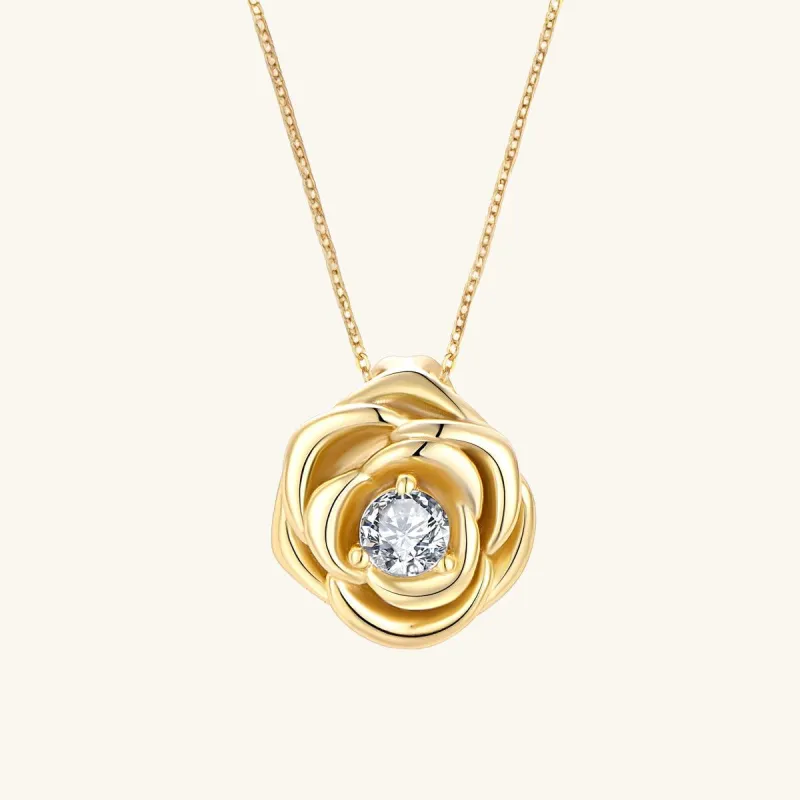 Golden Rose Pendant Necklace sold by Jescojes