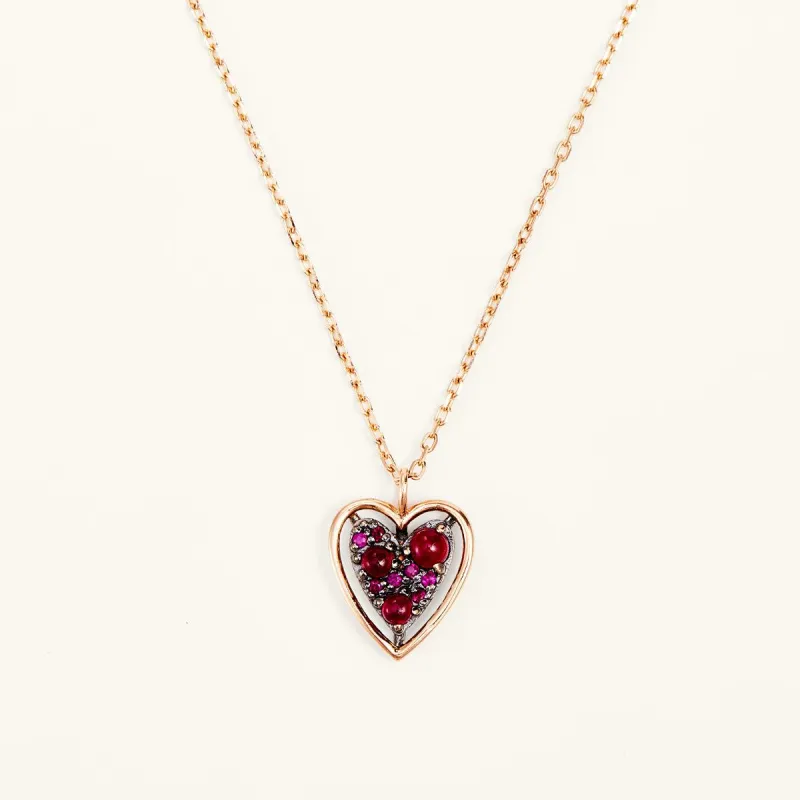 Noble Heart Rose Gold Ruby Pendant Necklace sold by Jescojes