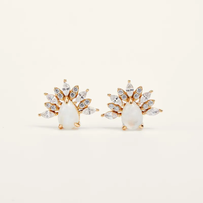 Infinity Moonstone Light Stud Earrings sold by Jescojes