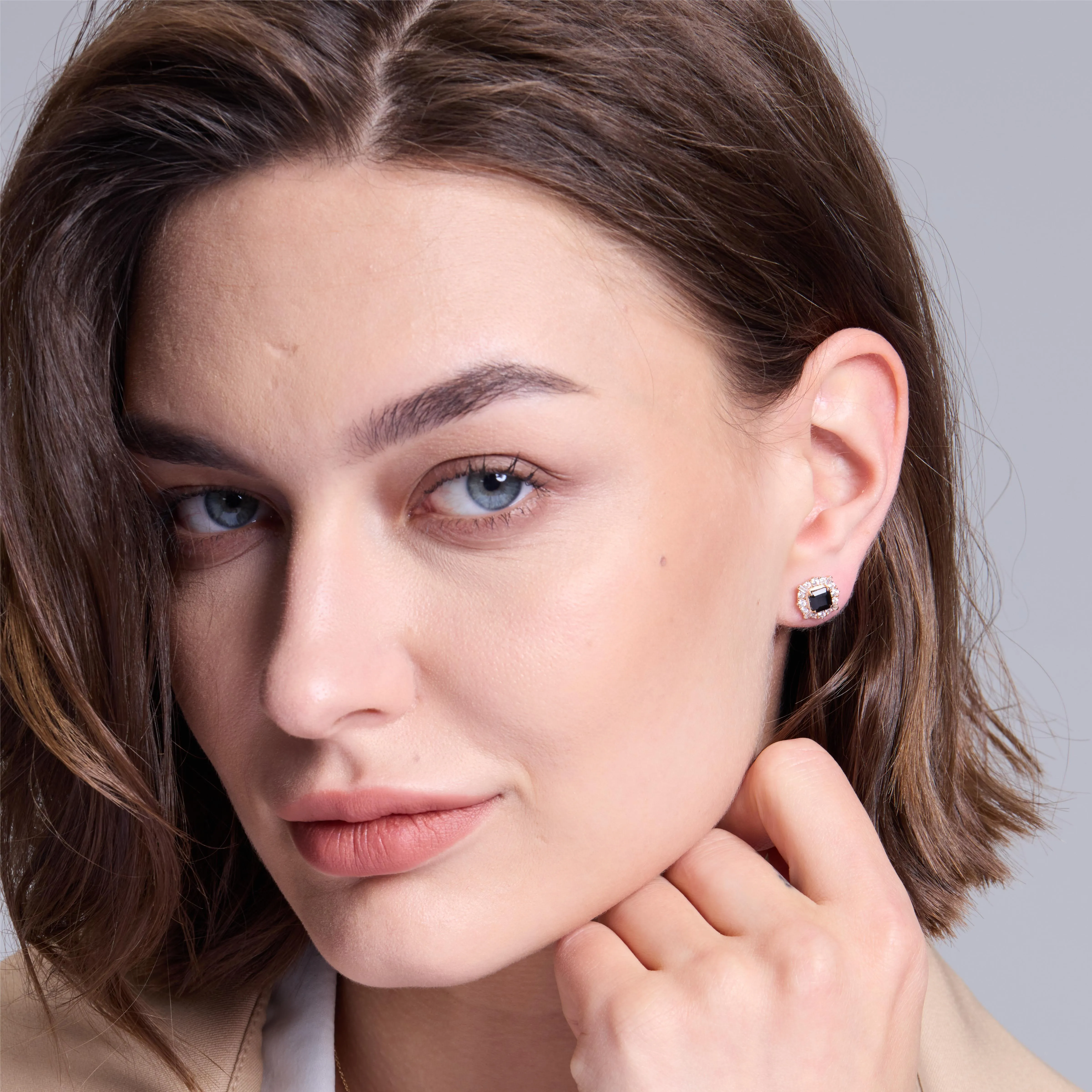 Charming Black Agate Stud Earrings sold by Jescojes product image thumbnail 3