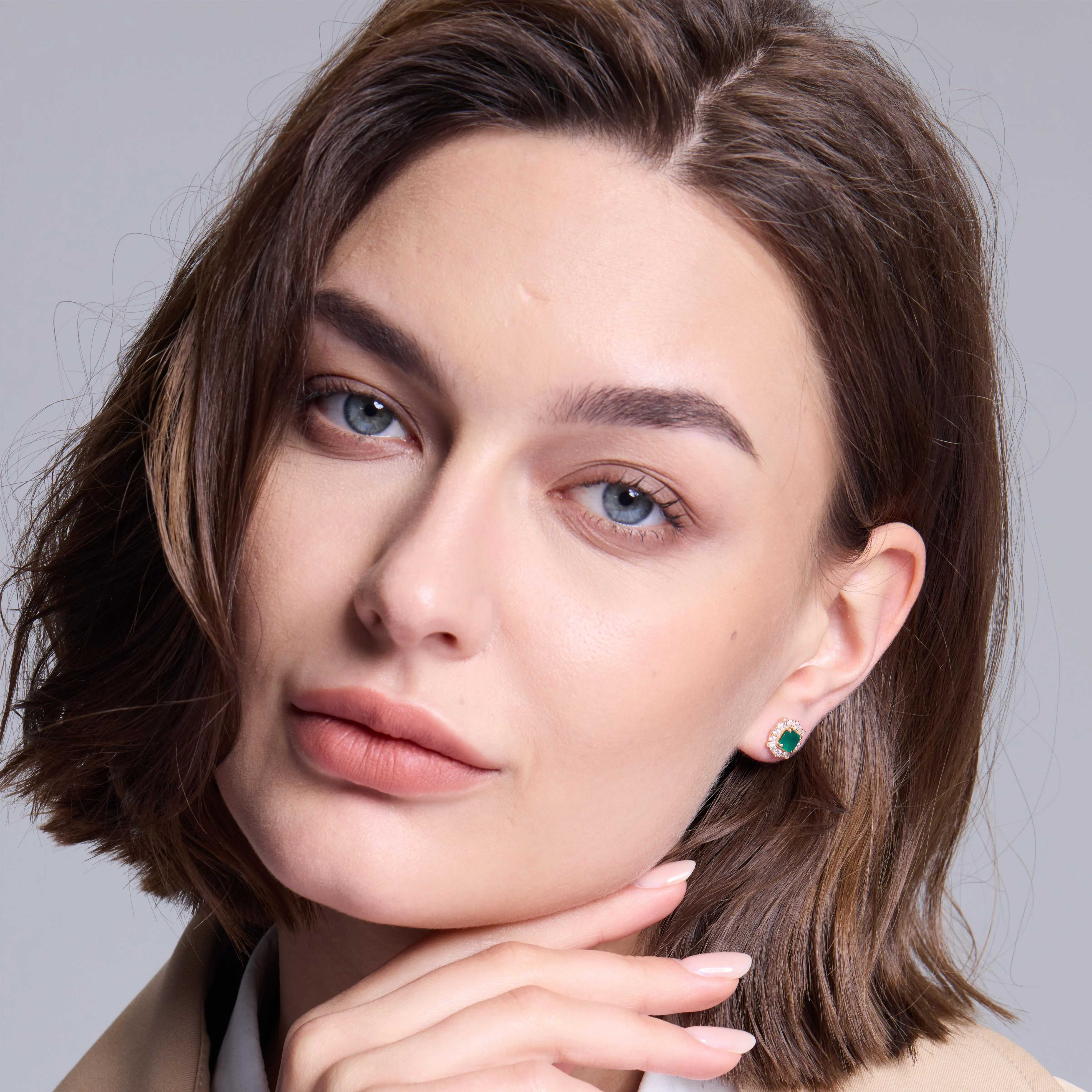 Charming Green Agate Stud Earrings sold by Jescojes product image thumbnail 3