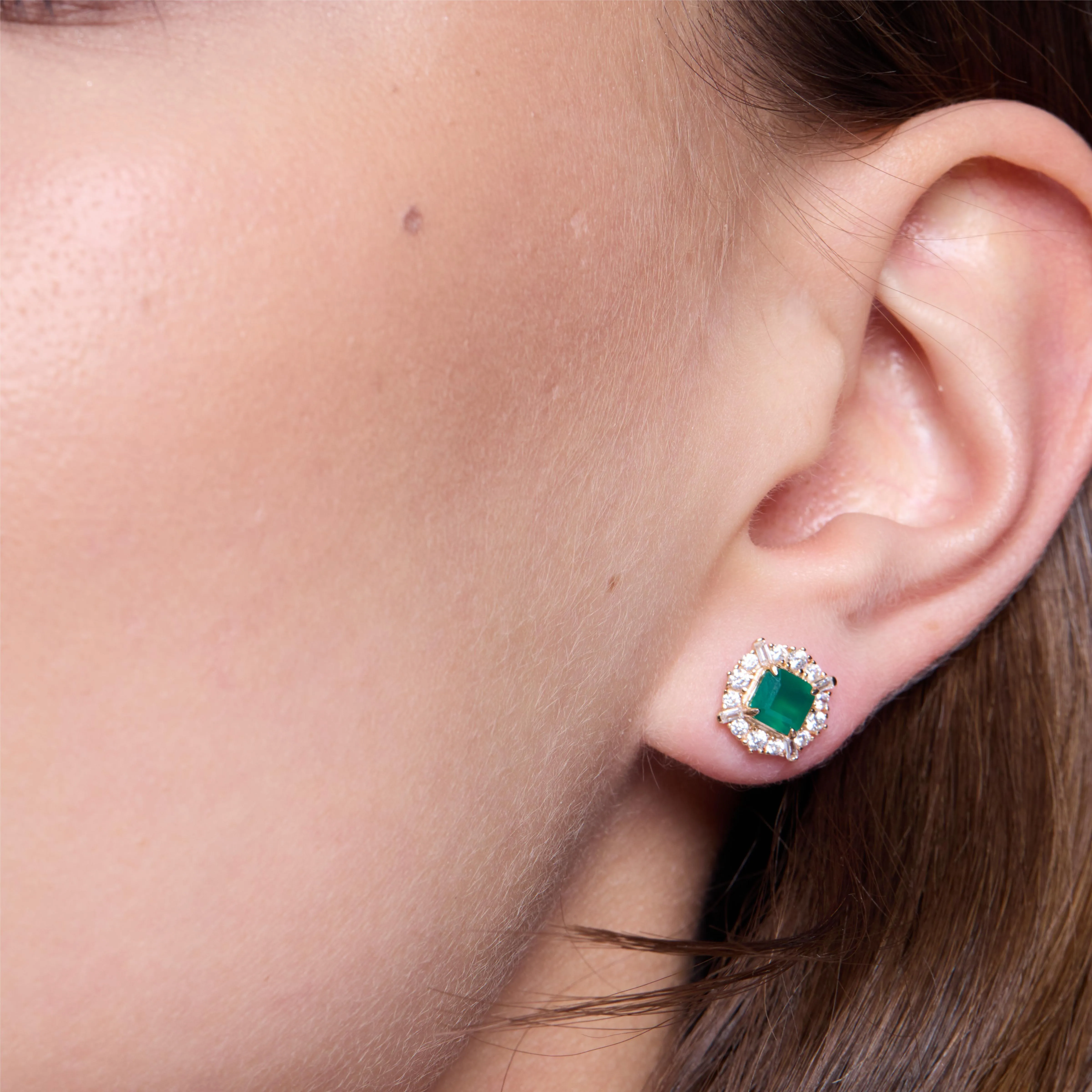 Charming Green Agate Stud Earrings sold by Jescojes product image thumbnail 2