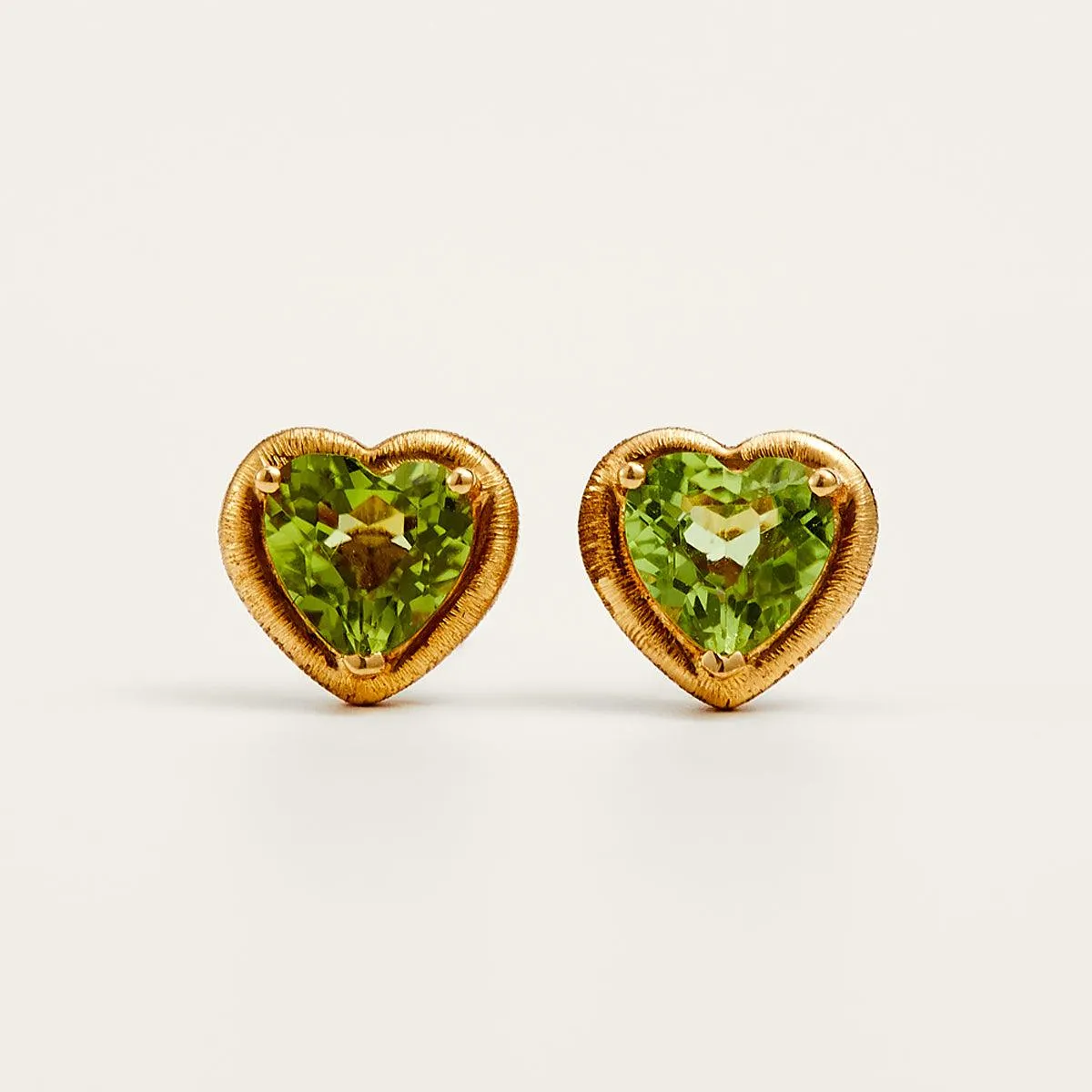 Charismatic Heart Gold Peridot Stud Earrings sold by Jescojes