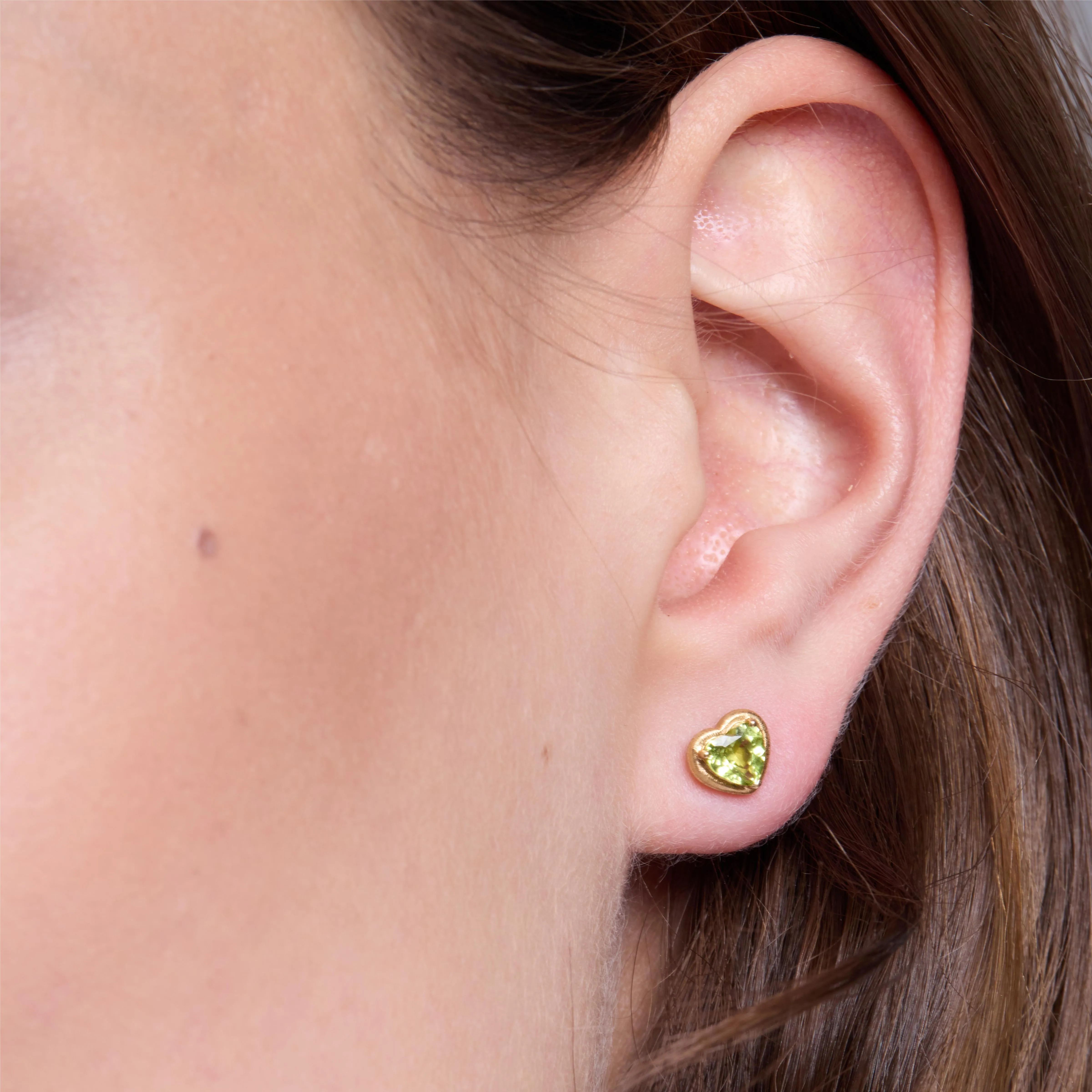 Charismatic Heart Gold Peridot Stud Earrings sold by Jescojes product image thumbnail 2