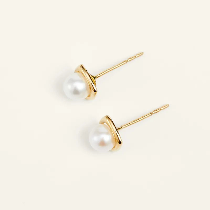 Shining Gold AAAA Pearl Stud Earrings sold by Jescojes