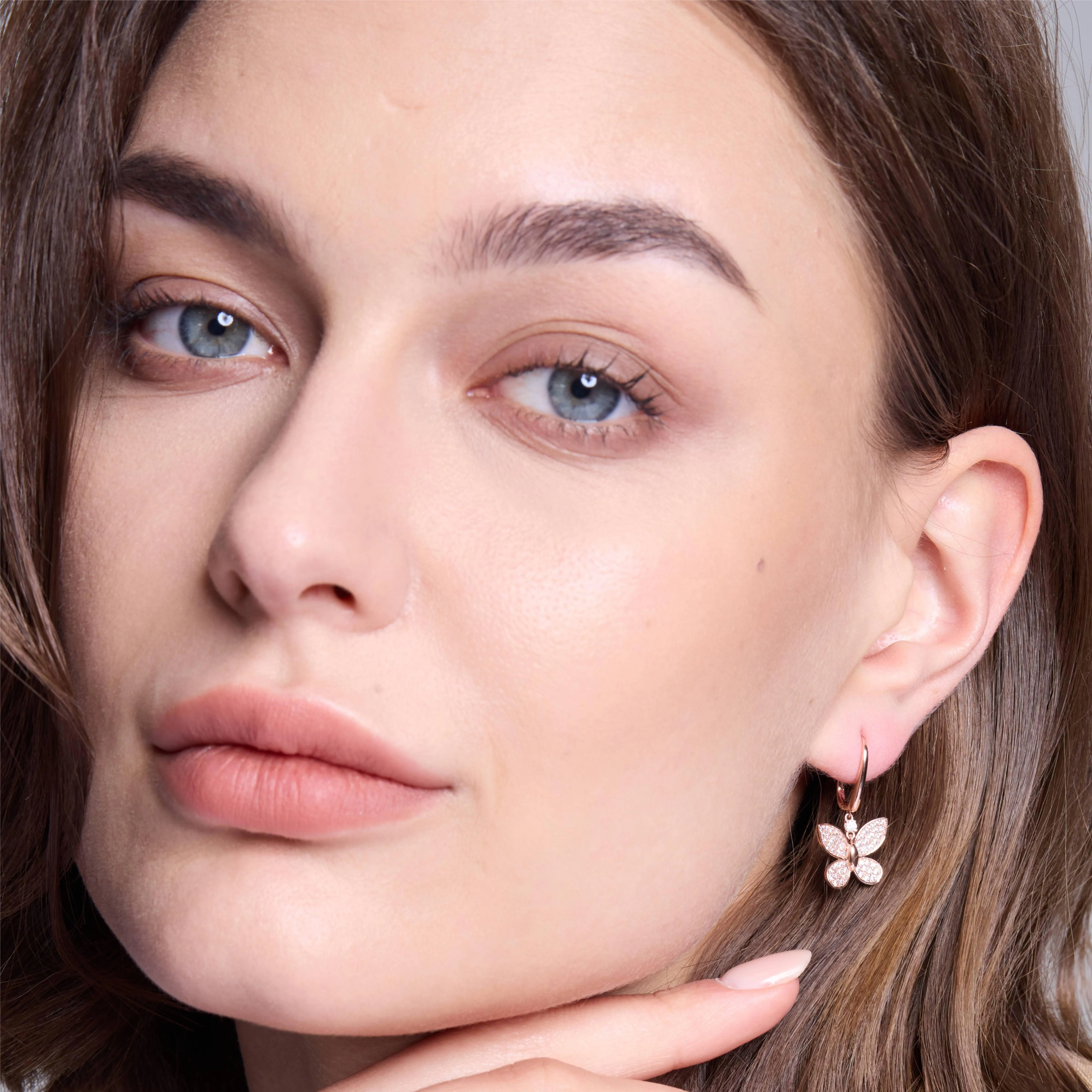 Dreamy Butterfly Rose Gold Drop Earrings sold by Jescojes product image thumbnail 3