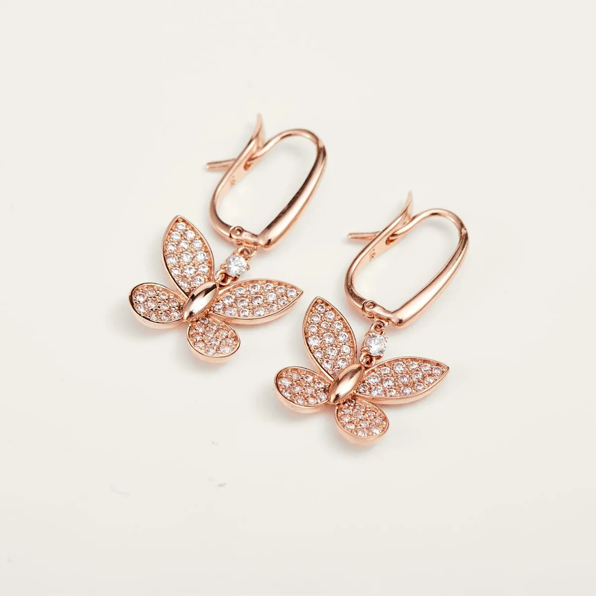 Dreamy Butterfly Rose Gold Drop Earrings sold by Jescojes product image thumbnail 4