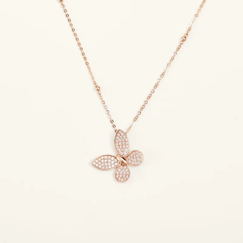 Dreamy Butterfly Rose Gold Pendant Necklace sold by Jescojes