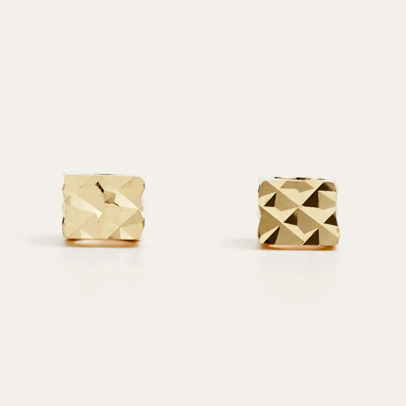 Easy Square Gold Stud Earrings sold by Jescojes