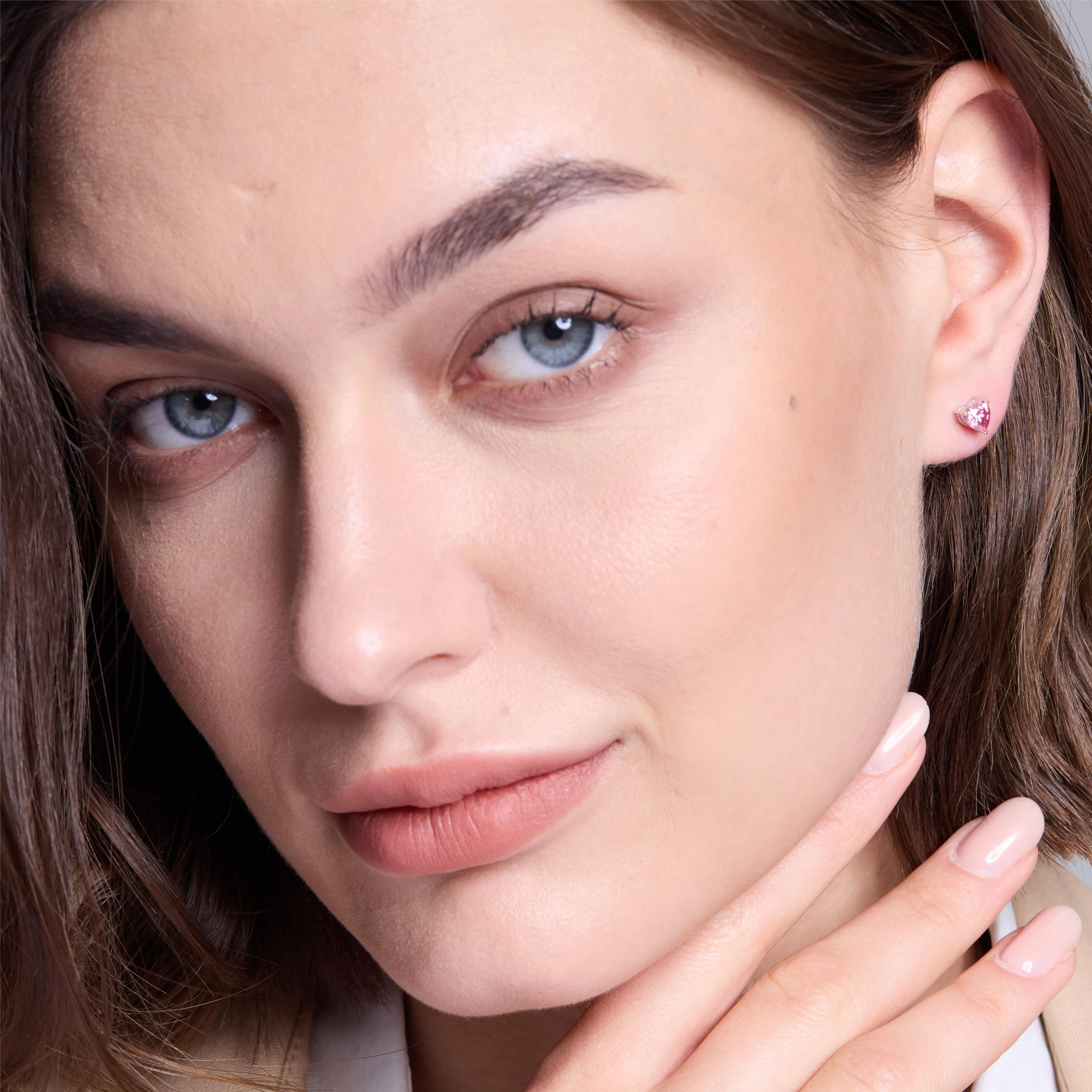 Premium Moissanite Romantic Heart Stud Earrings sold by Jescojes product image thumbnail 2