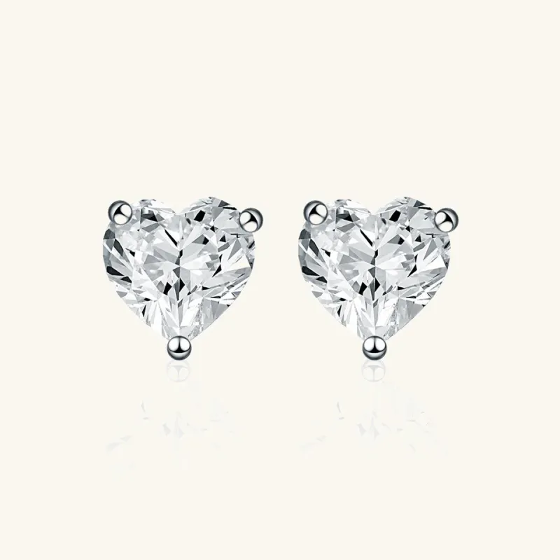 Premium Moissanite Romantic Heart Stud Earrings sold by Jescojes