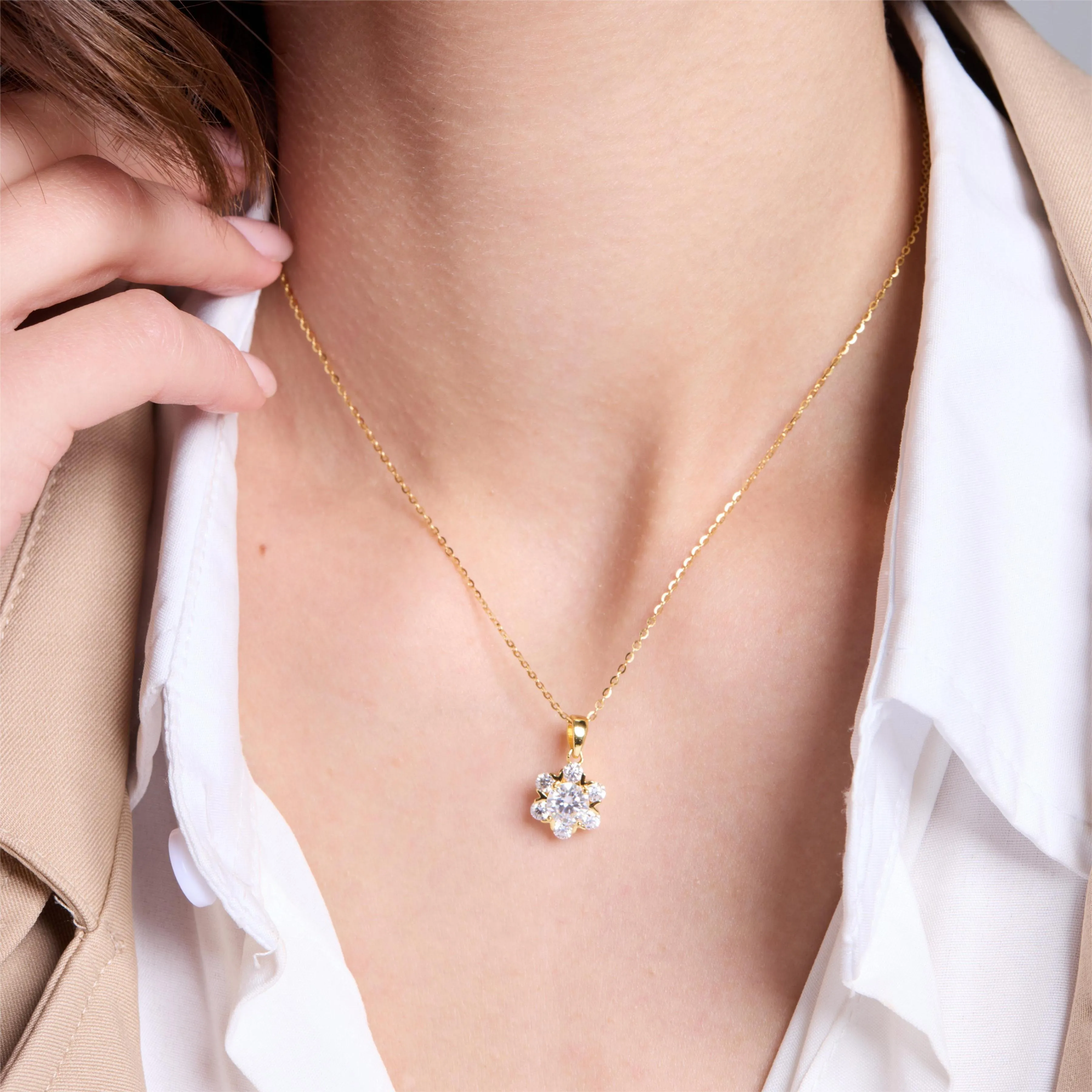 Premium Moissanite Romantic Flower Pendant Necklace sold by Jescojes product image thumbnail 2