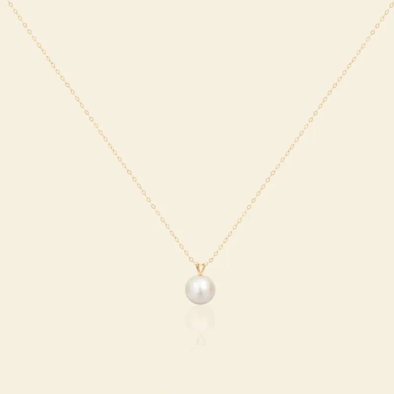 18K Gold AAAA Pearl V-Bale Pendant Necklace sold by Jescojes