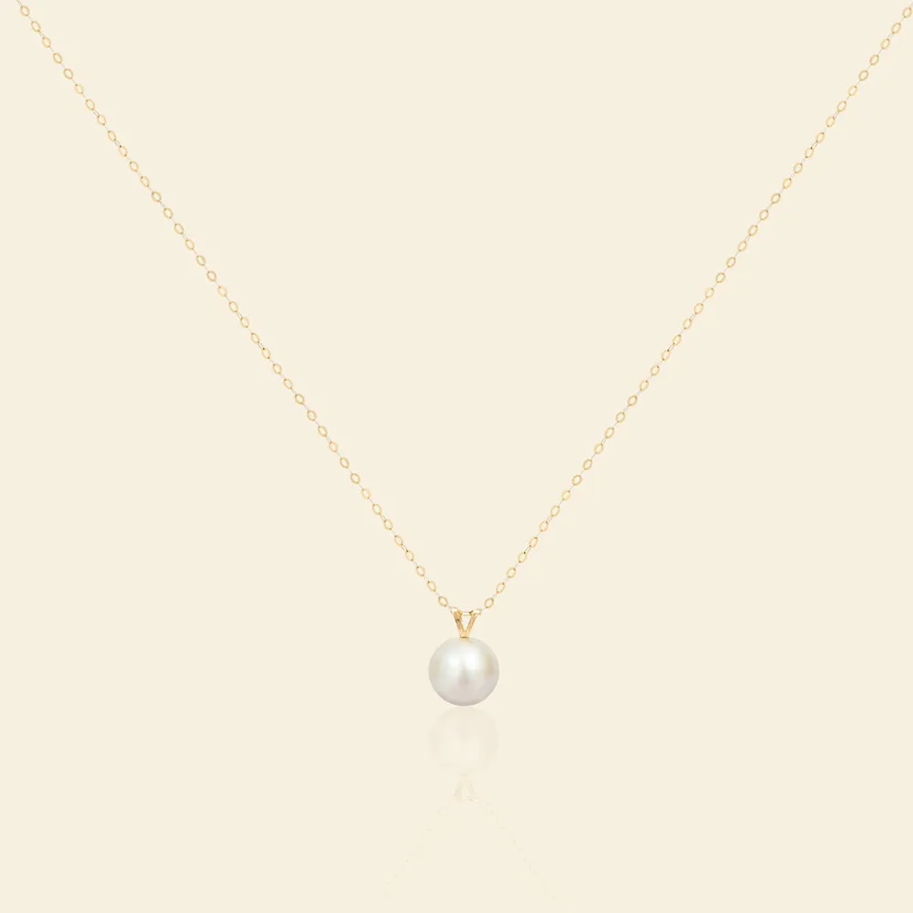 18K Gold AAAA Pearl V-Bale Pendant Necklace sold by Jescojes
