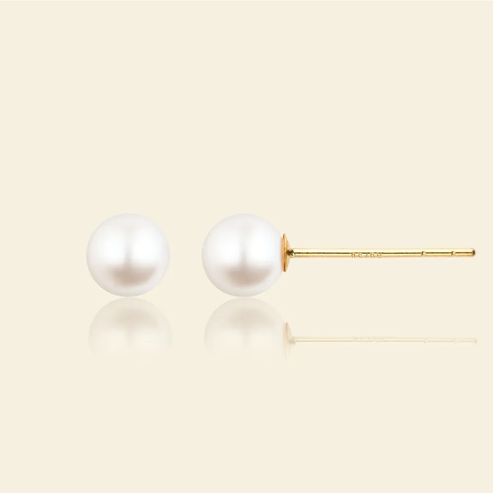 Charismatic 18K Gold Akoya Pearl Stud Earrings sold by Jescojes