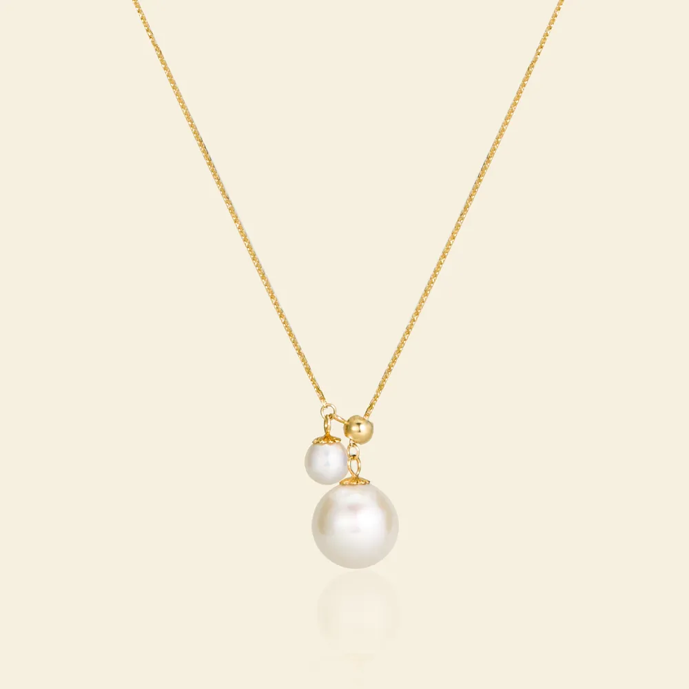 Charming AAAA Pearl Duo Pendant Necklace sold by Jescojes