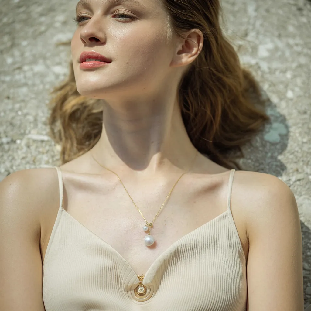 Charming AAAA Pearl Duo Pendant Necklace sold by Jescojes product image thumbnail 2