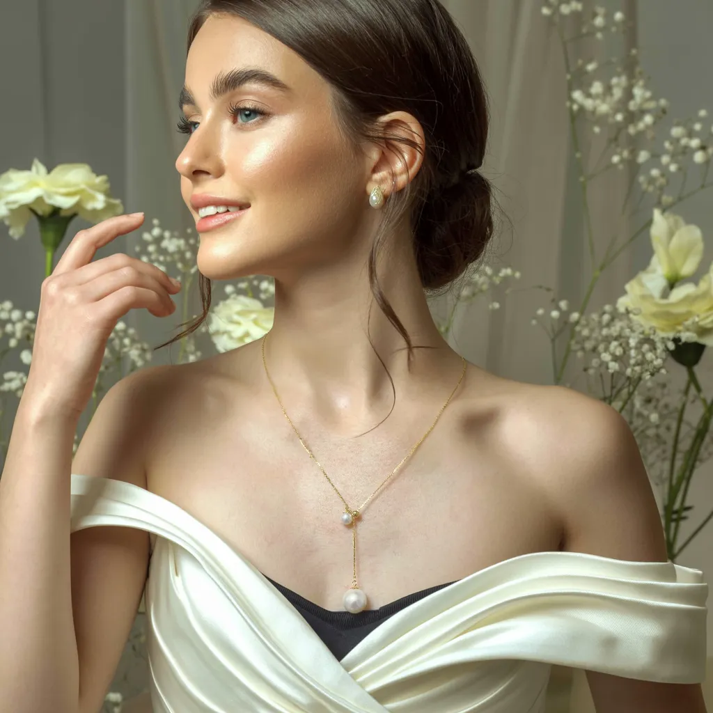 Charming AAAA Pearl Duo Pendant Necklace sold by Jescojes product image thumbnail 5