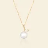 Lustrous Vital Leaf Pearl Pendant Necklace sold by Jescojes