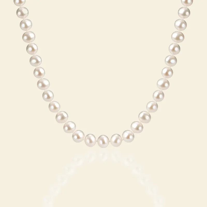 Noble 7-8mm White Freshwater Pearl Strand Necklace sold by Jescojes