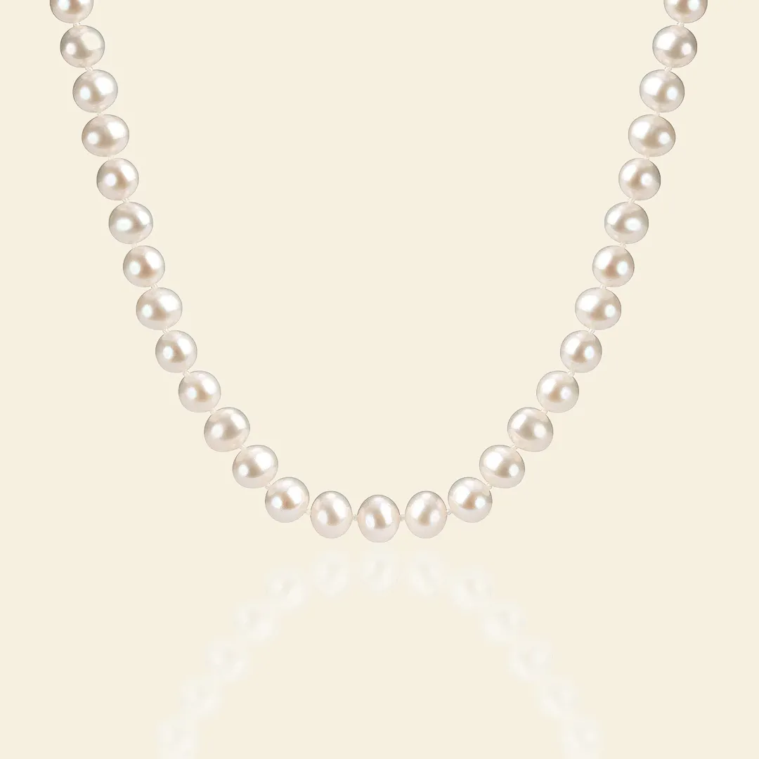 Noble 7-8mm White Freshwater Pearl Strand Necklace sold by Jescojes