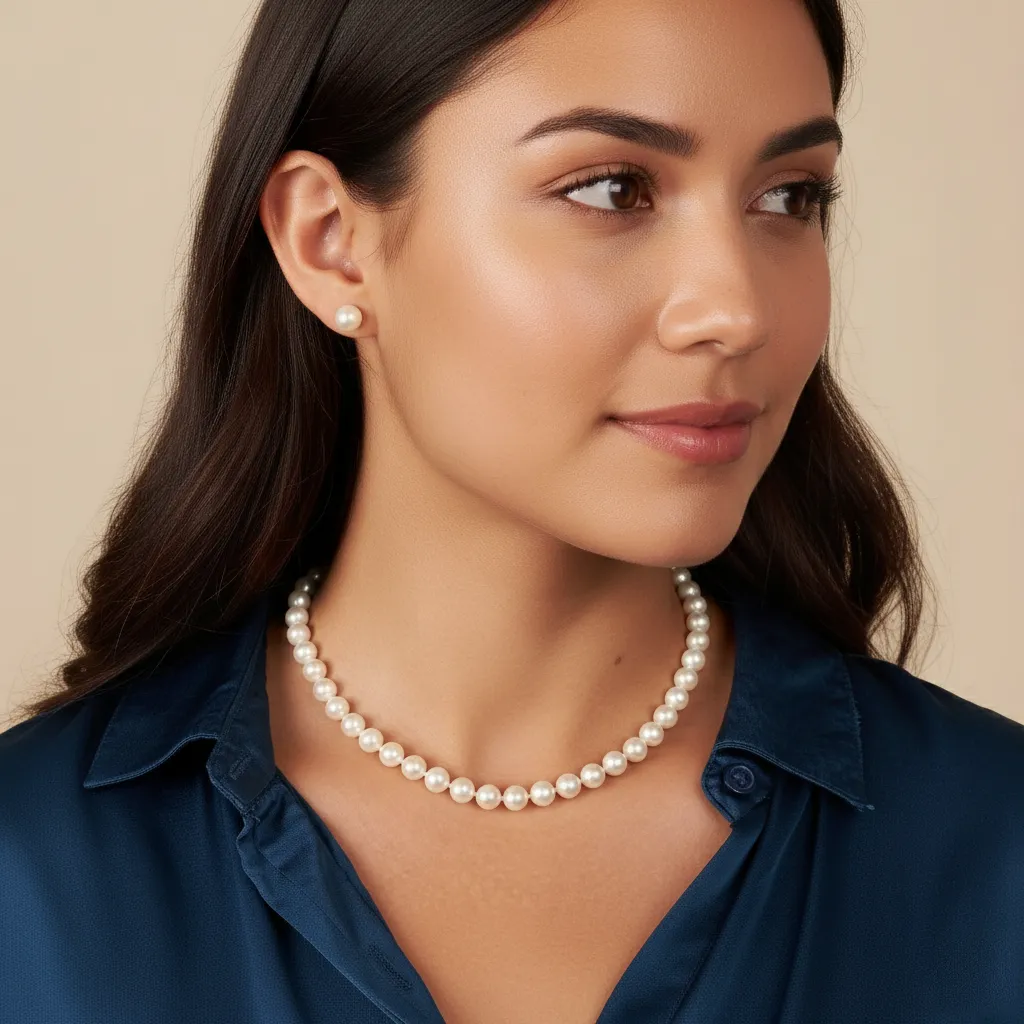 Noble 7-8mm White Freshwater Pearl Strand Necklace sold by Jescojes product image thumbnail 2