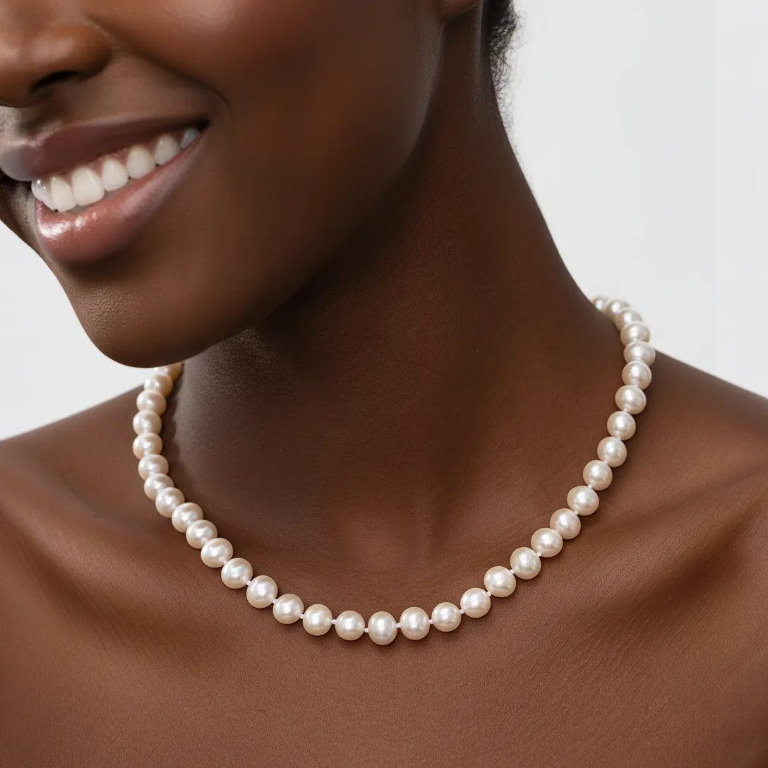 Noble 7-8mm White Freshwater Pearl Strand Necklace sold by Jescojes product image thumbnail 3