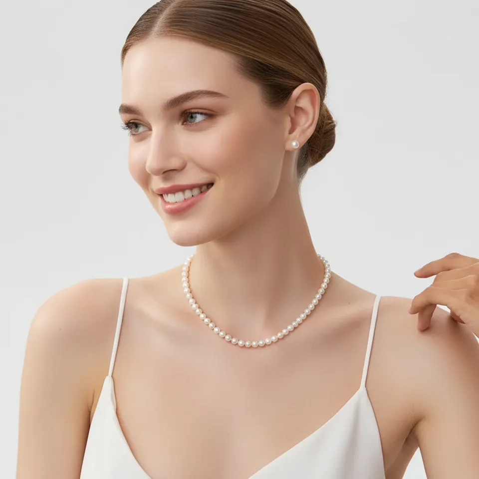 Petite White Freshwater Pearl Strand Necklace 4-5mm sold by Jescojes product image thumbnail 2