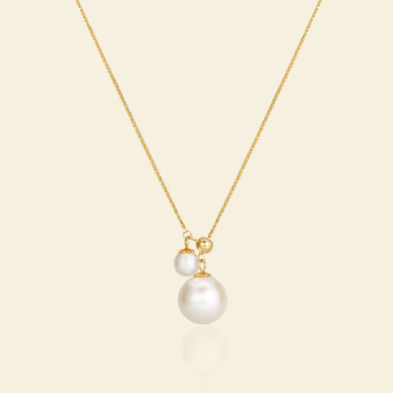Charming Akoya Pearl Duo Pendant Necklace sold by Jescojes