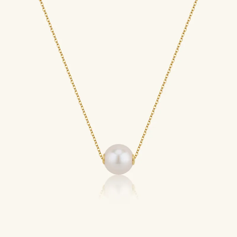 18K Gold Solitaire Akoya Pearl Pendant Necklace sold by Jescojes