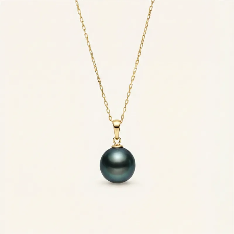 Shining Tahitian Pearl 18K Gold Pendant Necklace sold by Jescojes