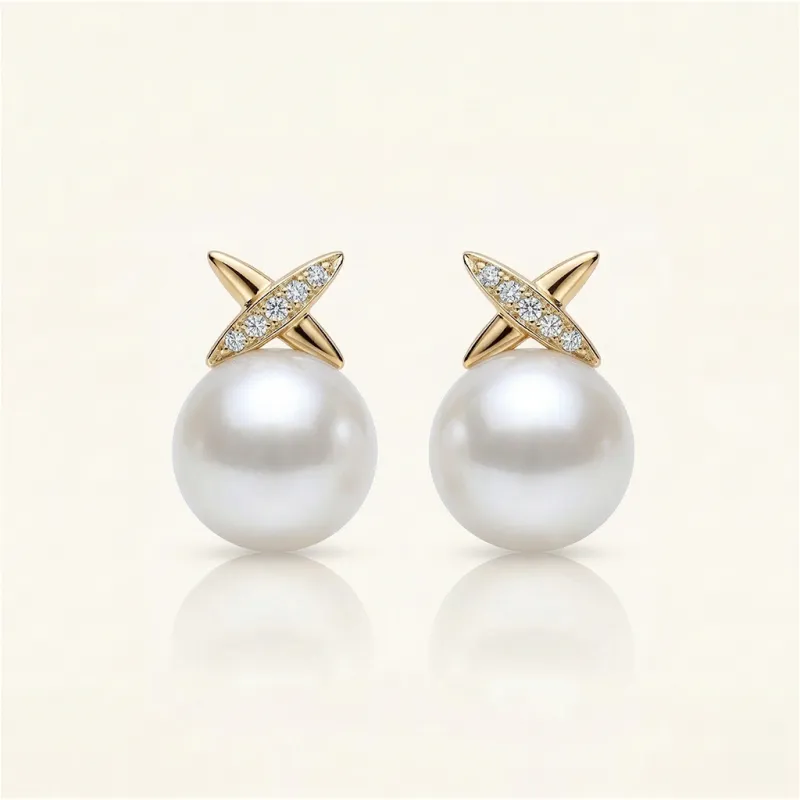 The Crossroads | Pearl Stud Earrings made by Crockett & Jones