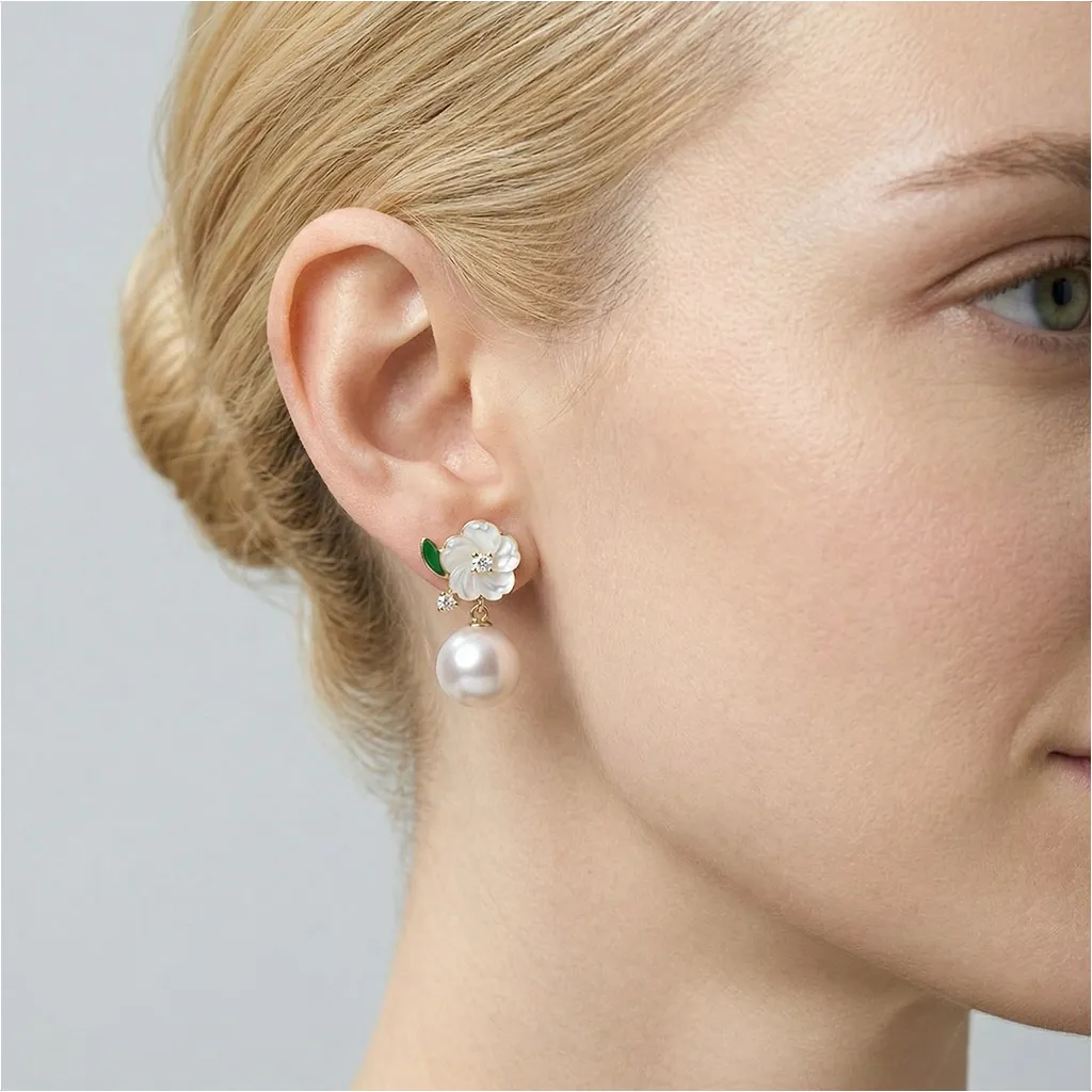 The Gardenia | Pearl Drop Earrings sold by Jescojes product image thumbnail 2