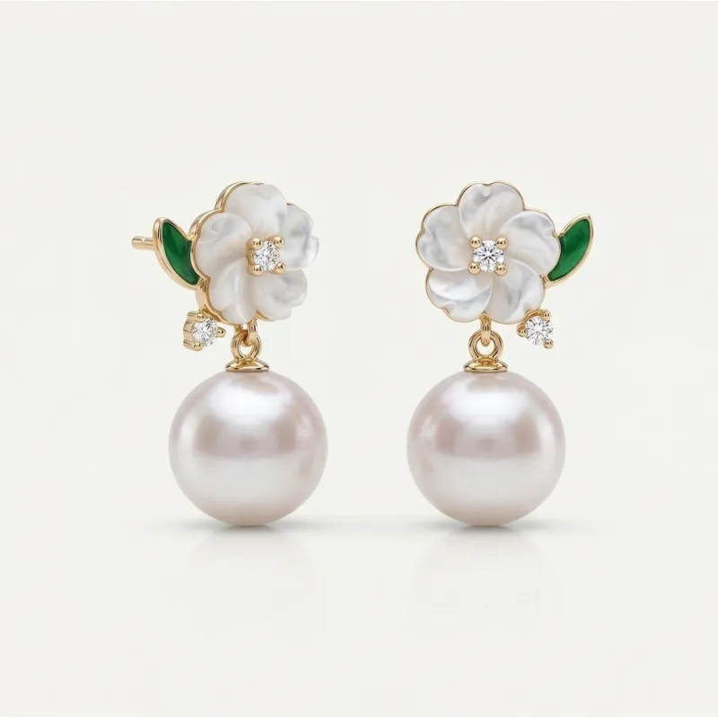 The Gardenia | Pearl Drop Earrings made by Crockett & Jones