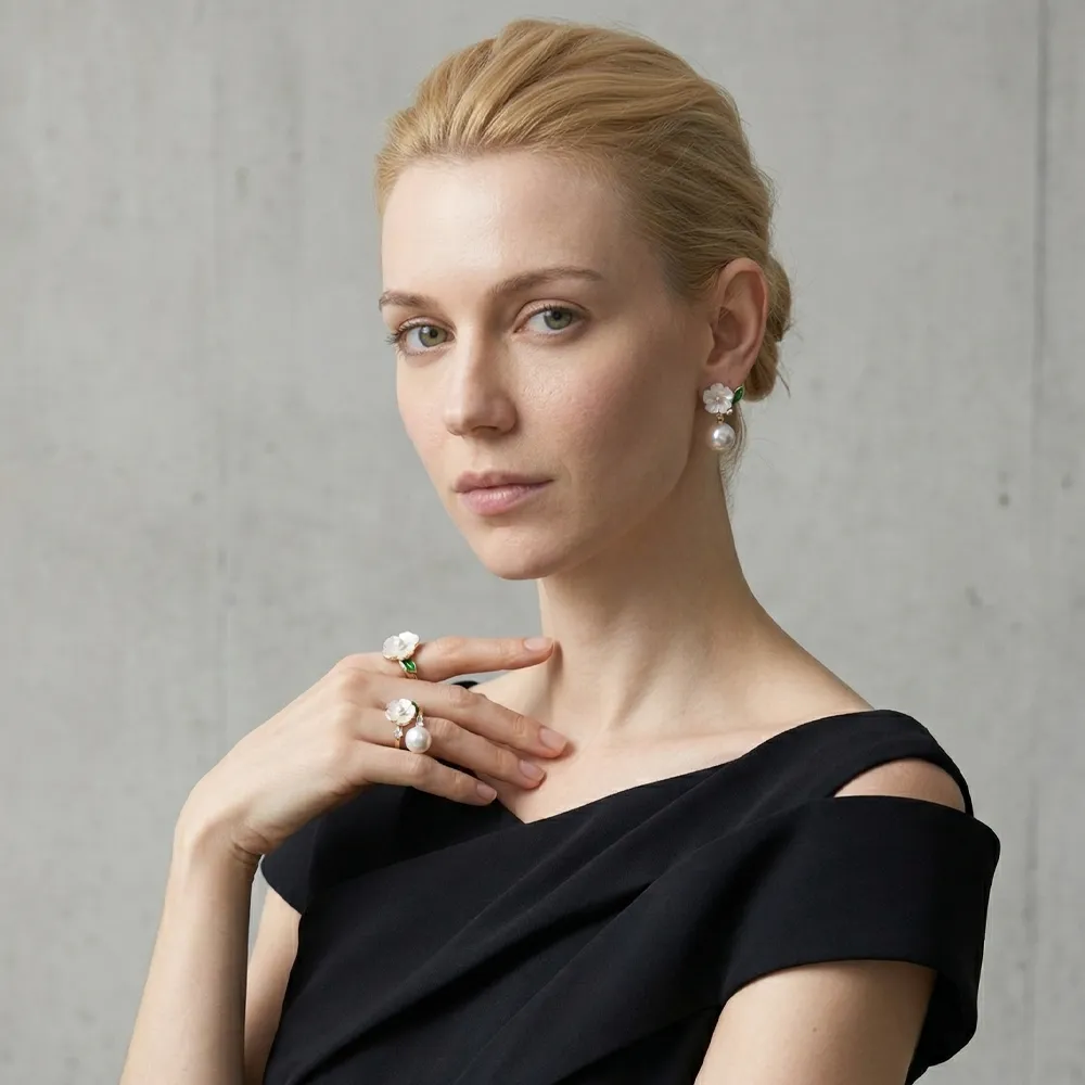 The Gardenia | Pearl Drop Earrings sold by Jescojes product image thumbnail 3