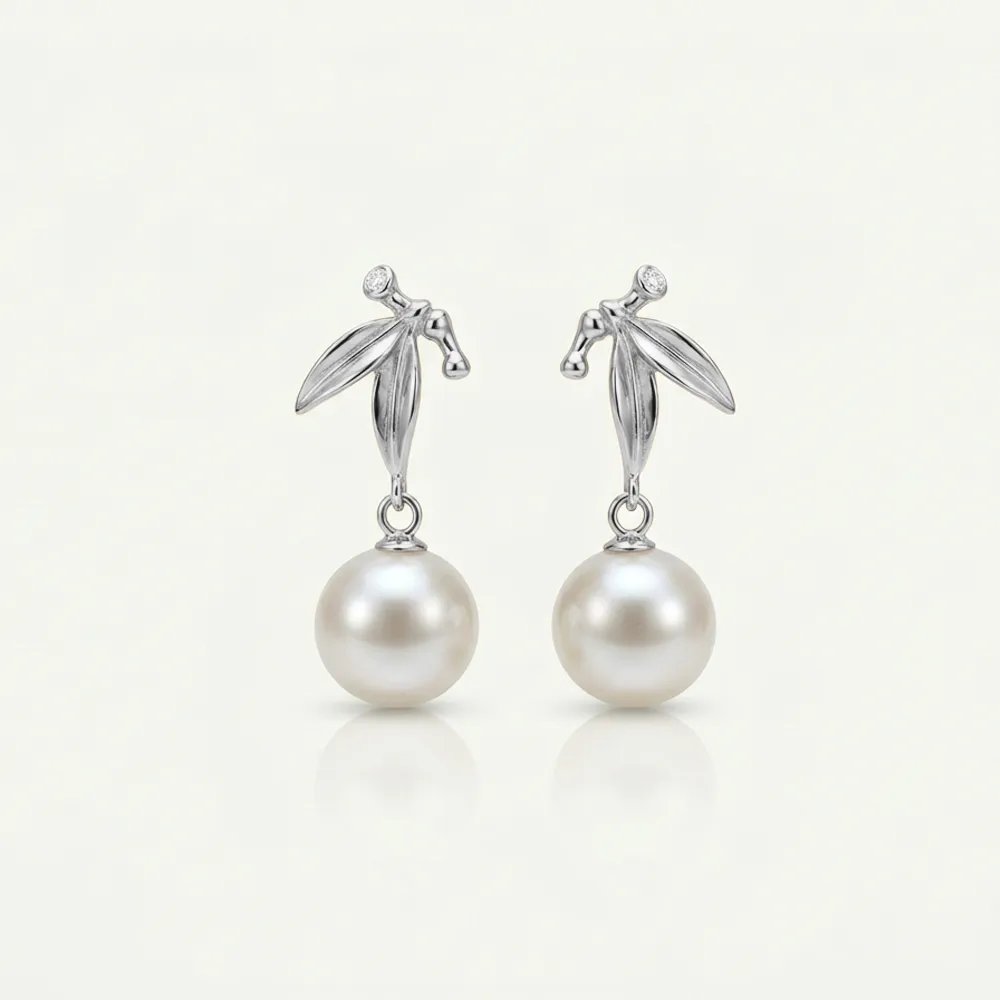The Dewdrop Leaf | Pearl Drop Earrings sold by Jescojes product image thumbnail 4