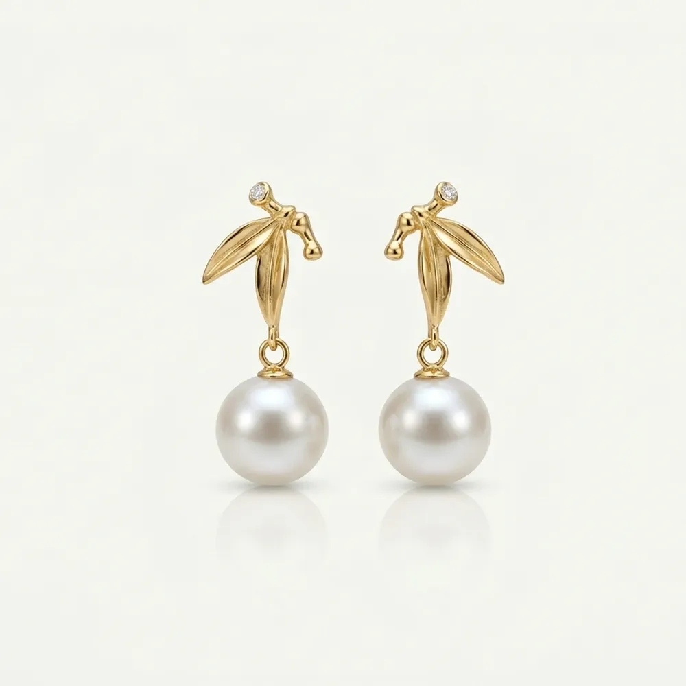 The Dewdrop Leaf | Pearl Drop Earrings sold by Jescojes