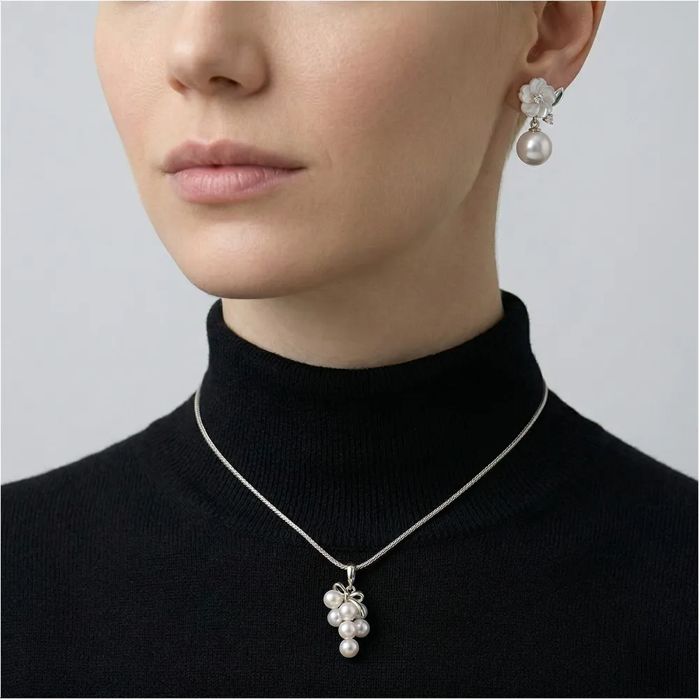 The Cascade | Convertible Pearl Pendant Necklace sold by Jescojes product image thumbnail 4