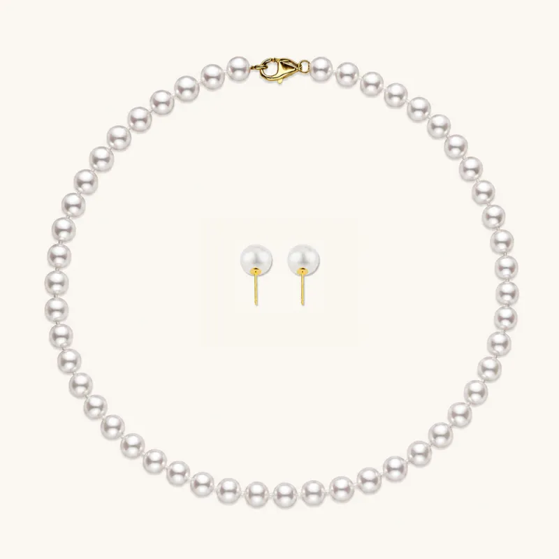 The Elegance | Aurora Pearl Necklace & Earrings Set made by Crockett & Jones