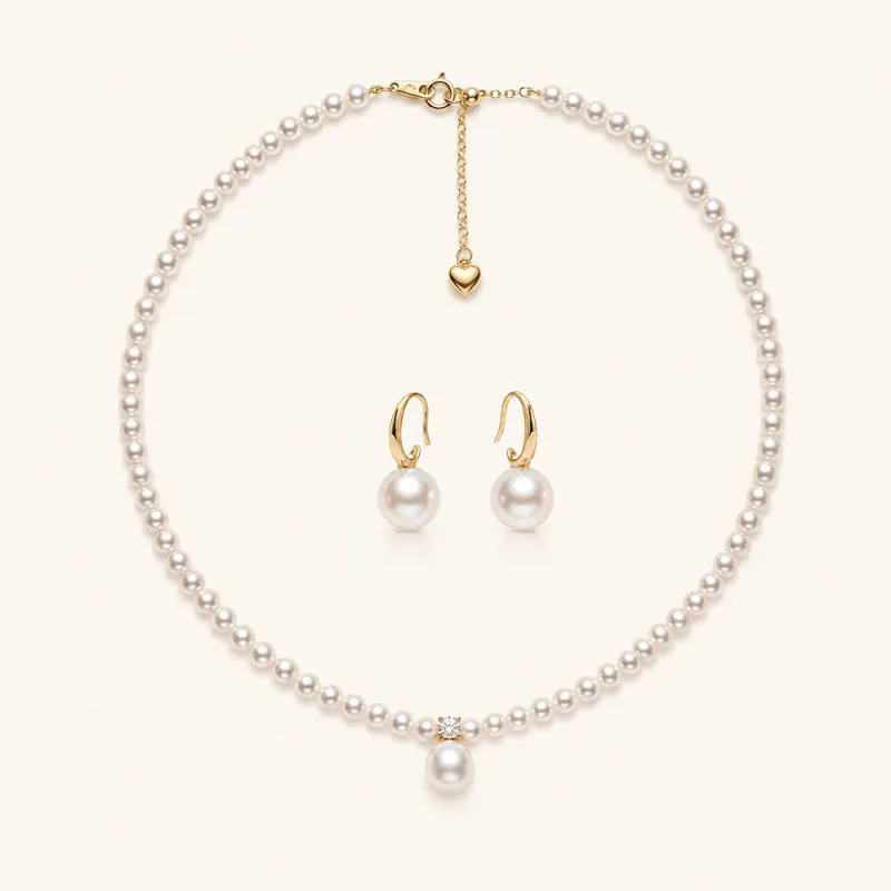 The Princesse | Aurora Pearl Necklace & Earrings Set made by Crockett & Jones