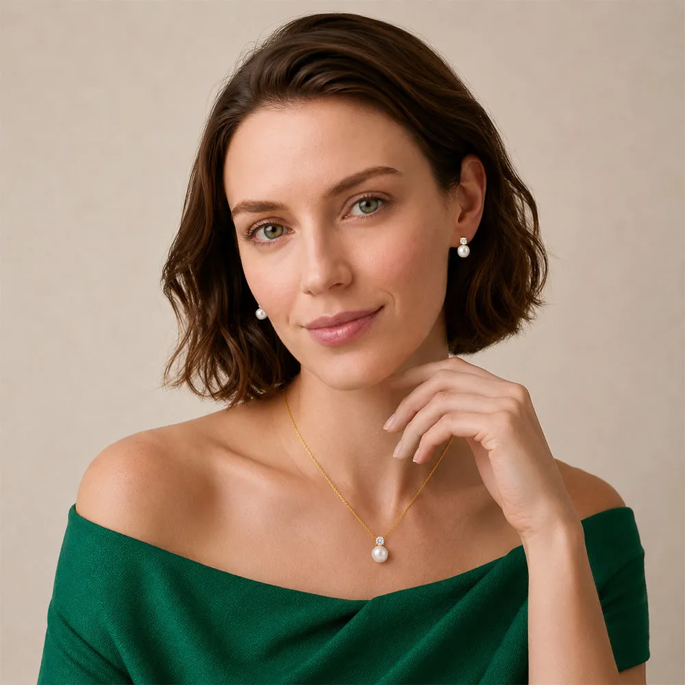 The Noble | Aurora Pearl Necklace & Earrings Set sold by Jescojes product image thumbnail 3