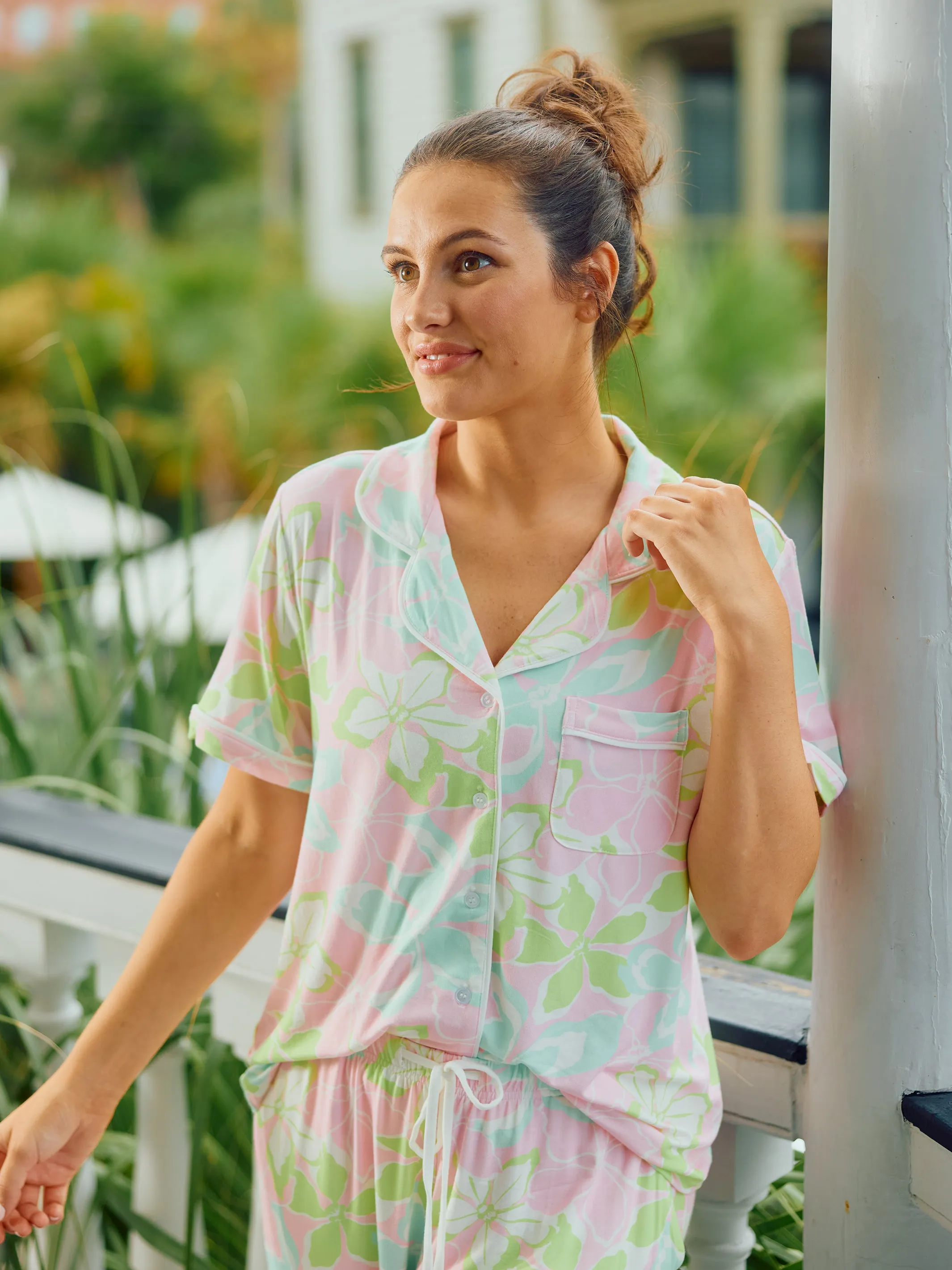 Women's Charlotte Pants Set | Tropical Bouquet Pink sold by Mary Square product image thumbnail 4